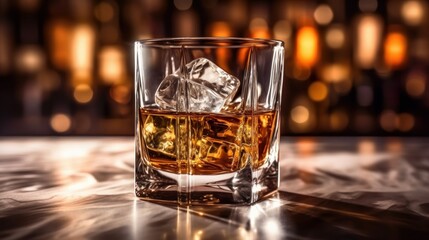 A soft focus image of a glass of whiskey   AI generated illustration - obrazy, fototapety, plakaty