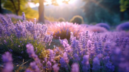 A soft focus image of a lavender field with shallow   AI generated illustration