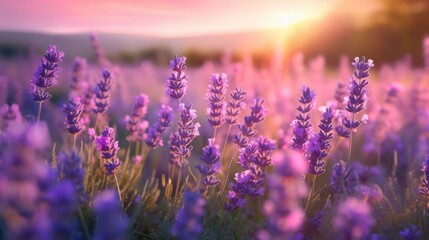 A soft focus image of a lavender field with shallow   AI generated illustration