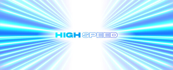 Blue and white high speed lines. Fast lines background. Dynamic motion light trails. Vector Illustration.