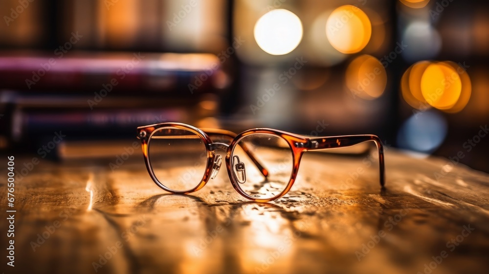 Poster a soft focus image of a pair of glasses with shallow ai generated illustration