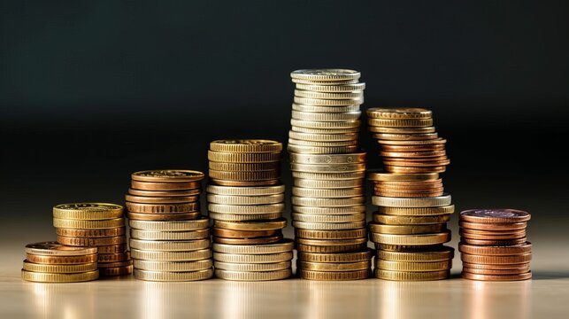 A stack of euro coins in a variety of sizes  AI generated illustration