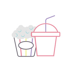 Colored popcorn with soda icon Vector