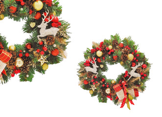christmas wreath isolated on white