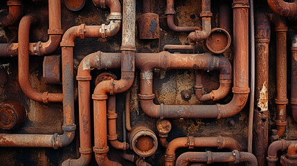 background, rotten, rusty water pipes. ai generative - obrazy, fototapety, plakaty
