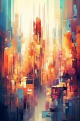 Abstract cityscape poster no text no face  AI generated illustration