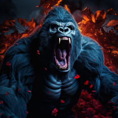 Face of an angry monster gorilla