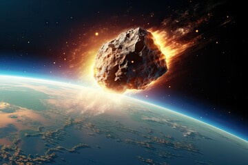 meteorite flies to earth - obrazy, fototapety, plakaty