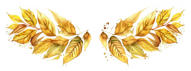 Złote jesienne liście dekoracyjne laur vintage
