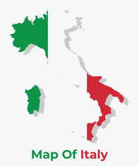 Vector map of Italy with national flag