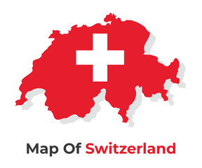 Obraz premium Vector map of Switzerland with national flag