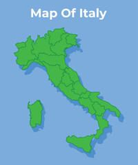 Detailed map of Italy country in green vector illustration