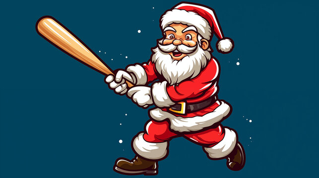 Santa Claus is playing baseball