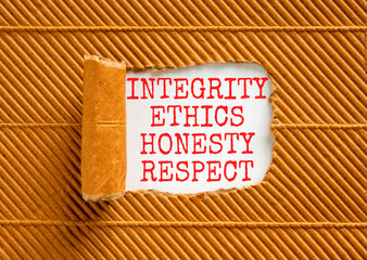 Integrity ethics honesty respect symbol. Concept word Integrity Ethics Honesty Respect on beautiful...