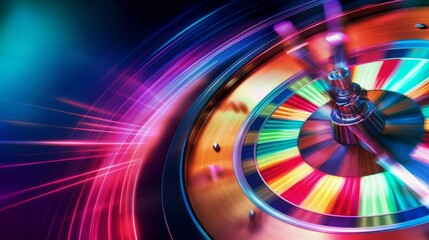 Casino roulette wheel in motion Banner colorful background  AI generated illustration