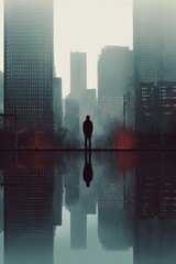 City skyline poster no text no face  AI generated illustration