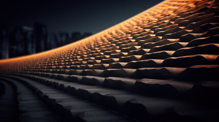 Obraz premium Abstract digital Architecture, glowing tall building. View of futuristic background.