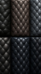 Fototapeta premium realistic leather texture, wallpaper seamless, black and dark gray background created with Generative Ai