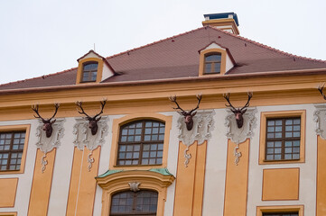 Moritzburg Castle is located near Dresden in the Saxon village of Moritzburg. The popular fairy tale Three Nuts for Cinderella
