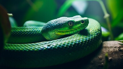 Obraz premium Graceful Tree Snake on Jungle Branch