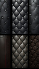 realistic leather texture, wallpaper seamless, black and dark gray background created with Generative Ai