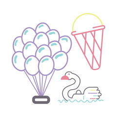 Set of carnival amusement park icons Vector