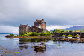 Historic Eilean Donan Castle, Scotland built island in  13th century to protect against the Vikings , destroyed in 1719 during the Jacobite rebellion and rebuilt in early 1900's. 







.

