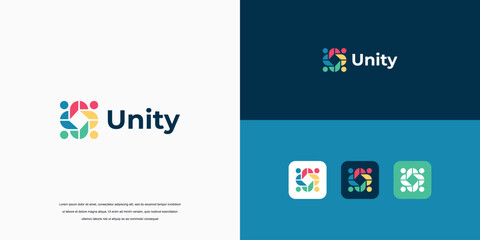 unity logo abstract, People and community icon, Logo for Teams or Groups - obrazy, fototapety, plakaty