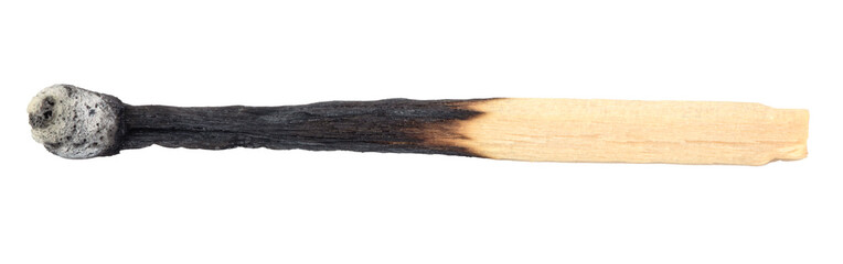 Wooden used burnt match isolated over the white background