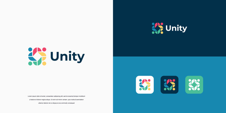 unity logo abstract, People and community icon, Logo for Teams or Groups