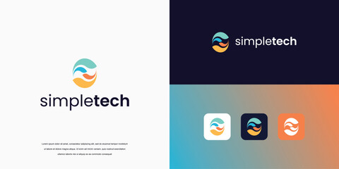 abstract logo design, letter S logo technology company