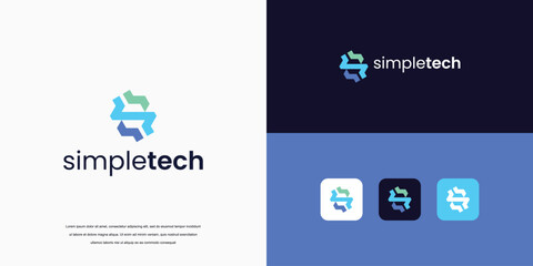abstract logo design, letter S logo technology company