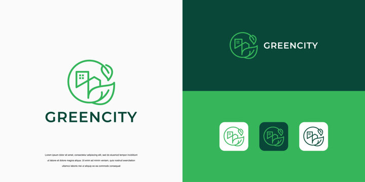 Simple Logo, Green City Building Logo Design Concept