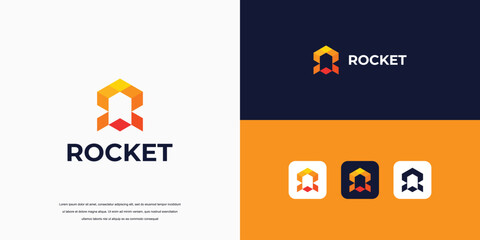 launching rocket logo, rocket vector