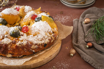 Bolo Rei or Kings Cake is a traditional Xmas cake made for Christmas, Carnavale or Mardi Gras