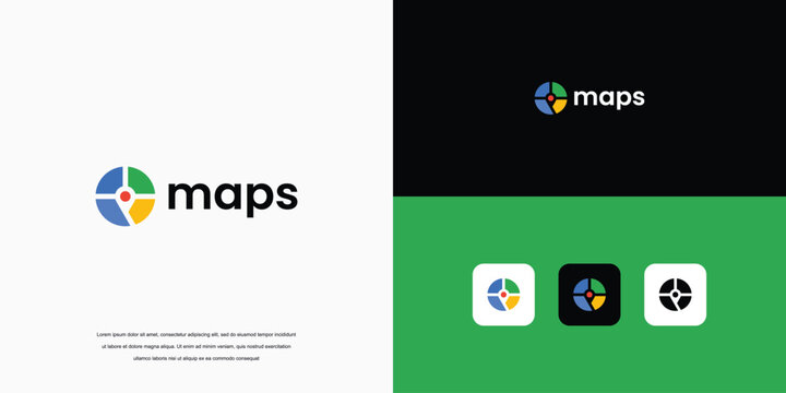 letter mark maps logo, o logo