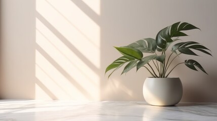 Minimalistic light background with blurred foliage  AI generated illustration