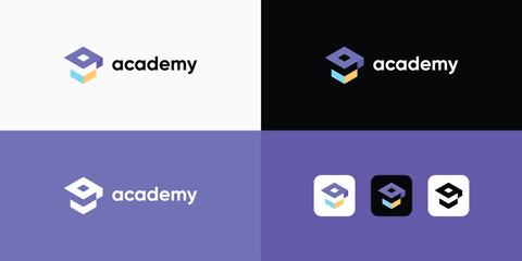 education logo design. academy logo vector modern - obrazy, fototapety, plakaty