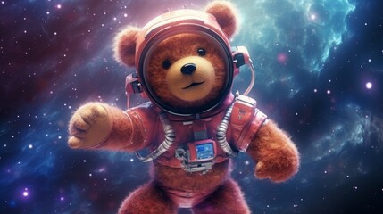 teddy bear in astronaut space  AI generated illustration
