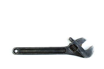 Adjustable wrench isolated on white. Top view.