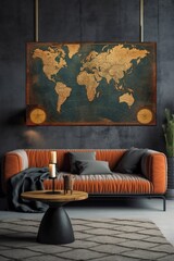 Vintage map poster  AI generated illustration