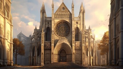 A grand old cathedral with stunning architecture  AI generated illustration - obrazy, fototapety, plakaty
