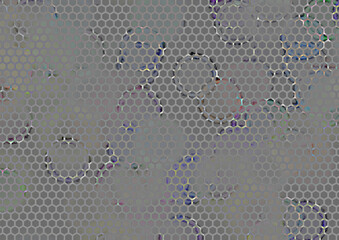 Hexagonal dotted pattern with colored spots. Color abstract texture diluting dotted hexagonal background
- 676513091