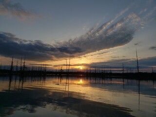 A beautiful sunset over looking the Louisiana bayou.