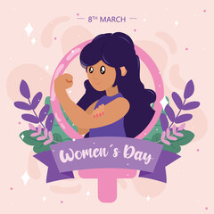 Isolated female gender symbol with a cute woman Women day poster Vector