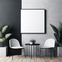 Contrast and Simplicity. Modern minimalist Arrangement. mockup chairs on the wall background. ai generative