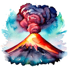 Erupcja wulkanu ilustracja - obrazy, fototapety, plakaty