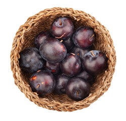 red plum basket path isolated on white top view