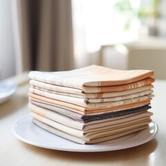 stack of folded textile napkins on a table