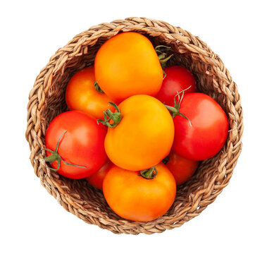 tomato mix basket path isolated on white